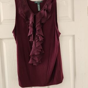 LAUREN ruffled summer top EUC